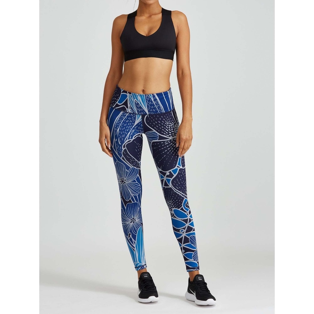 Noli Yoga Women's Athletic Activewear - Leggings, (Blue Bloom) (XS, S, M, L)